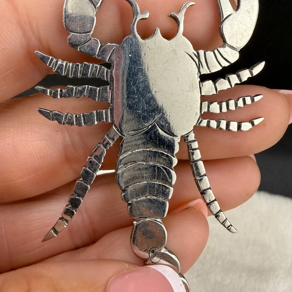 Vintage Scorpion Brooch Silver Tone Ocean Sea Life Large